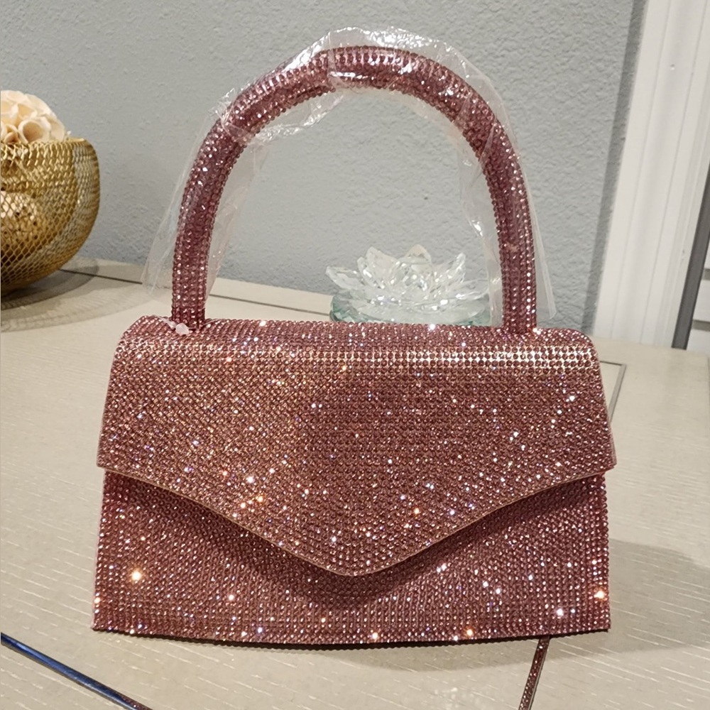 Steve Madden Pink Glitter Clutch with Envelope Design